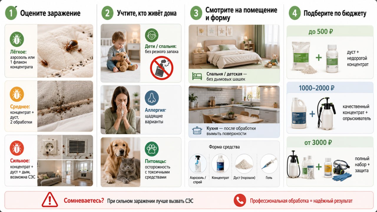 Как выбрать препарат от клопов под свою ситуацию